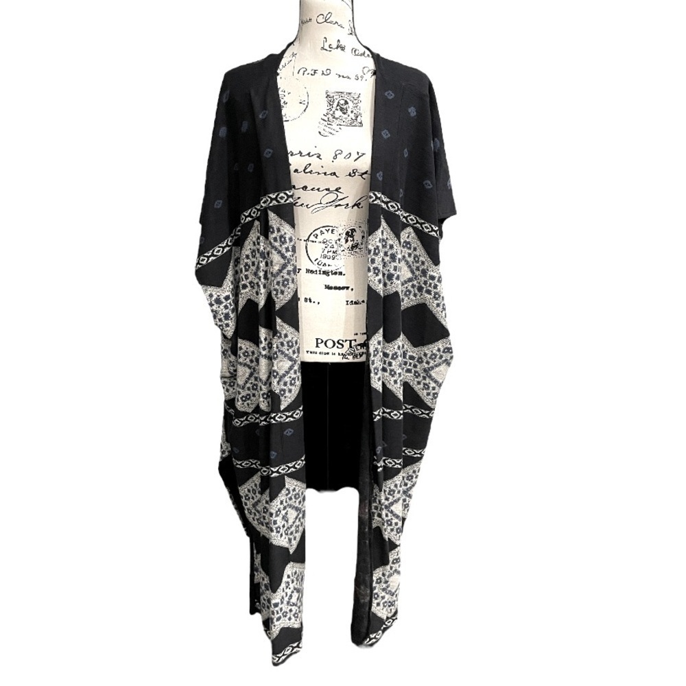 Aztec Boho Kimono Cardigan | Open Front Southwestern Drape | One Size